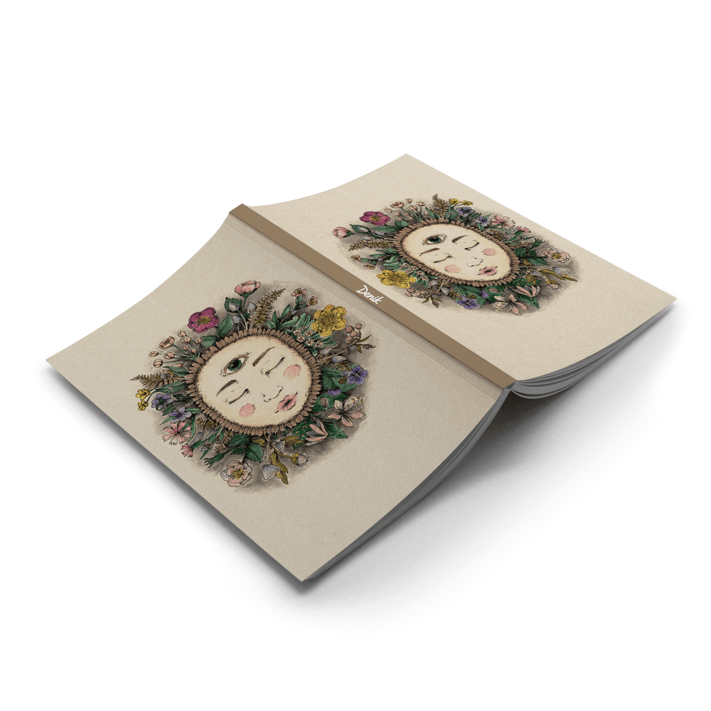 Earth Goddess Classic Layflat Journal Notebook with floral face design, perfect for guided journaling and creative journal prompts