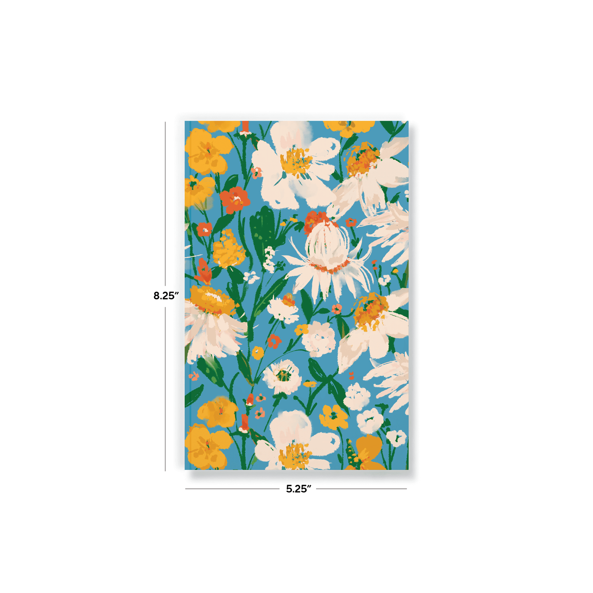 Blue Bouquet Layflat Journal Notebook with vibrant floral cover, 5.25 x 8.25 inches, 144 lined pages for journaling