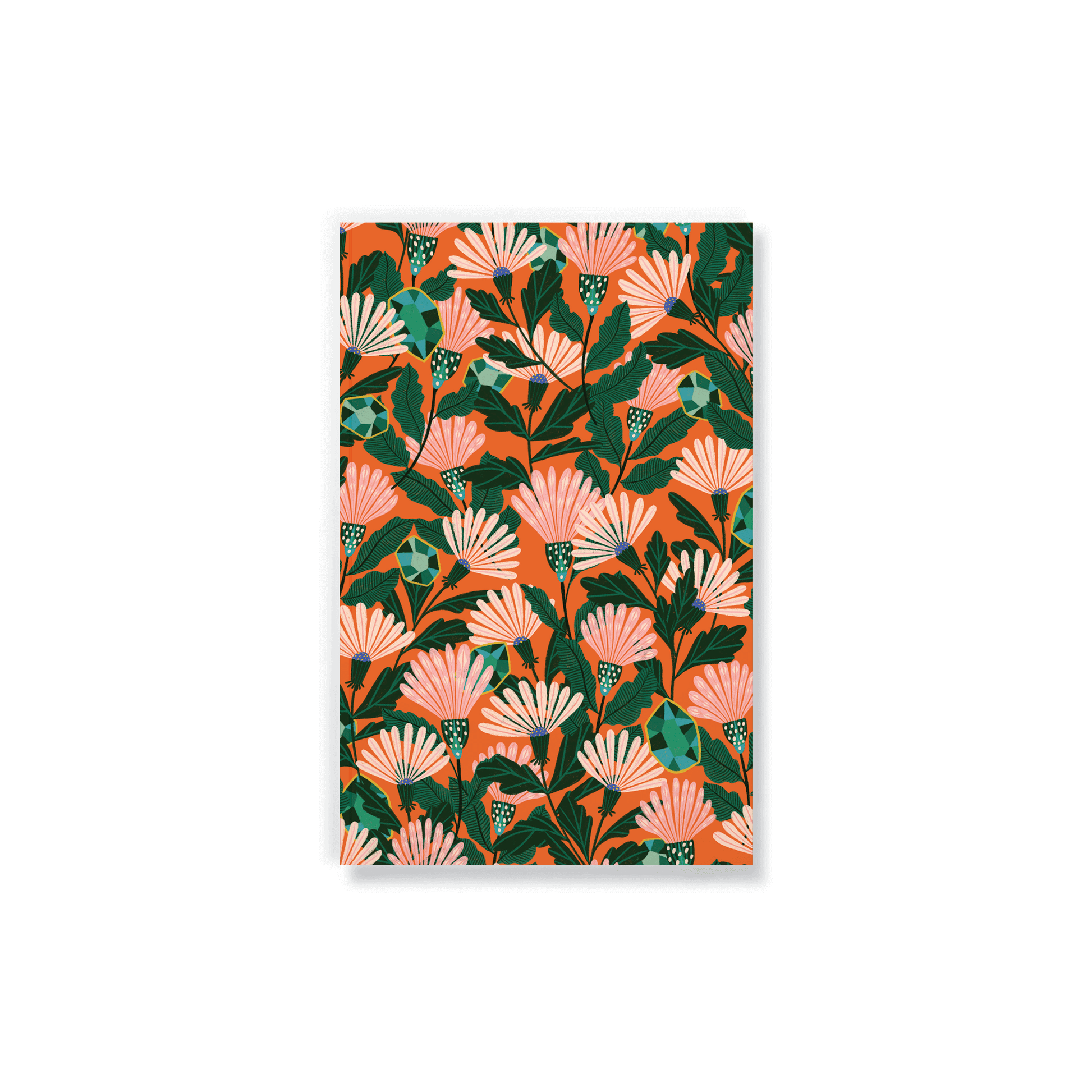 Velvety smooth Orange Floral Classic Layflat Journal Notebook with 144 lined pages, perfect for guided journaling and journal prompts.