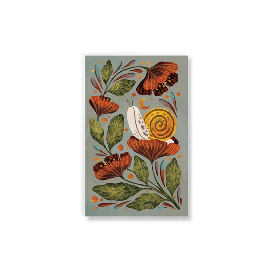 Moonlight Snail Classic Layflat Journal Notebook with a beautiful floral and snail design, perfect for journaling your thoughts and ideas.