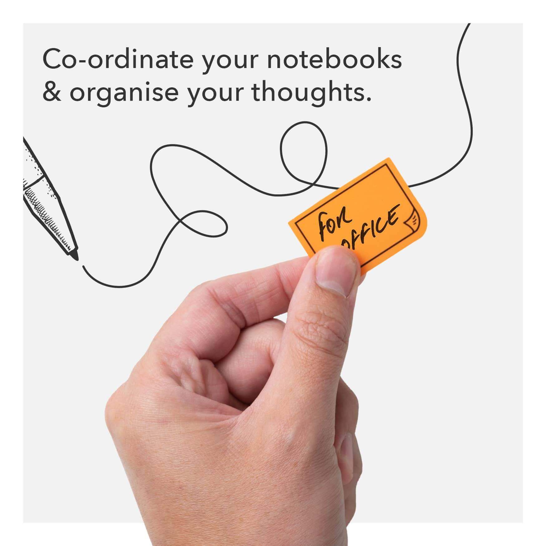 Hand holding Bookaroo Sticky Tab with text "For Office", perfect for journaling and organizing journal prompts and guided journaling.