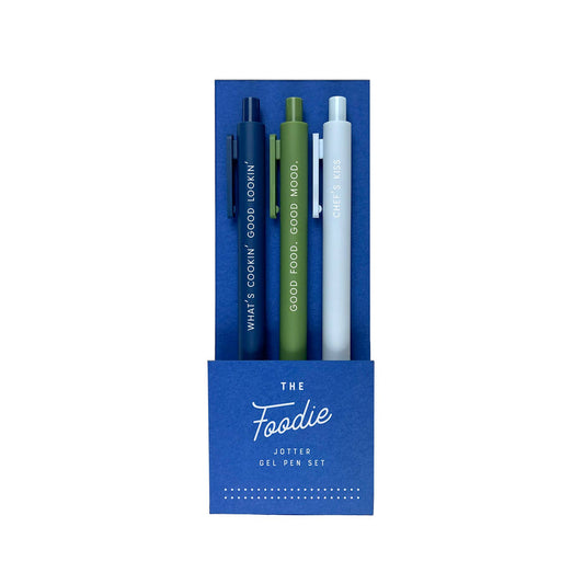 Set of 3 Foodie Jotter Gel Pens - Blue, Green, Light Blue - perfect for journaling, journal prompts, guided journaling, and journal supplies