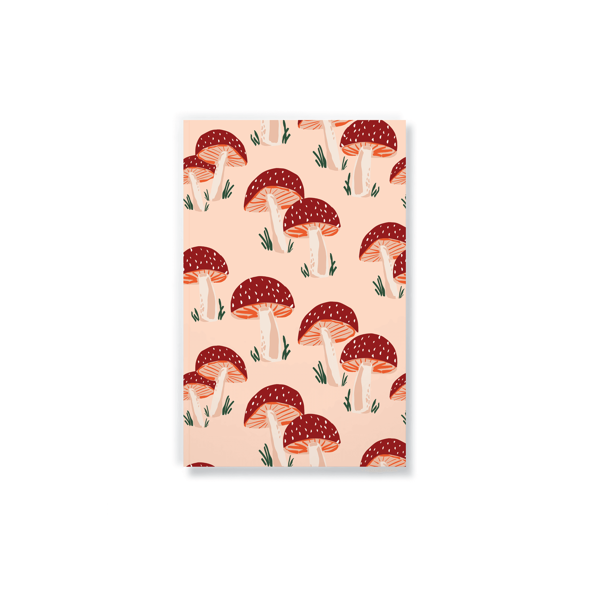 Peach Mushrooms Layflat Journal Notebook with 144 lined pages, perfect for journaling, journal prompts, guided journaling, and journal supplies.