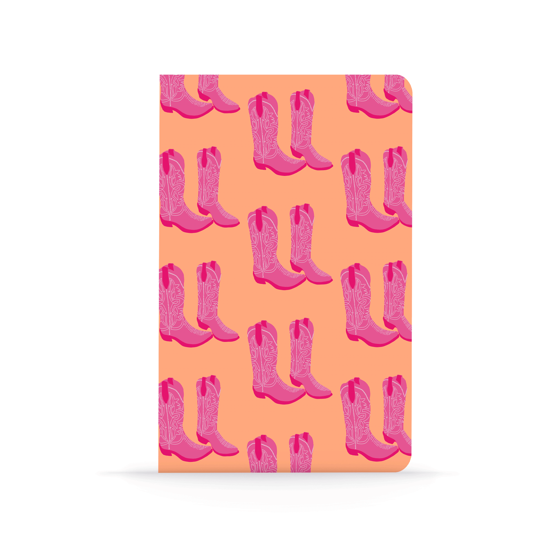 Pink on Blush Classic Layflat Notebook with pink boots pattern, perfect for journaling, journal prompts, and guided journaling supplies.