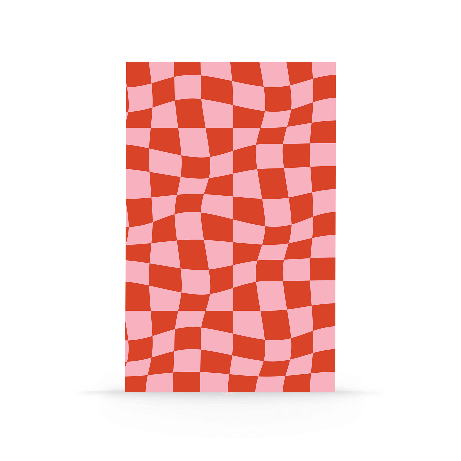 Bright and playful Wonky Checkers Classic Layflat Journal Notebook with red and pink checkered cover, perfect for journaling and guided journal prompts.