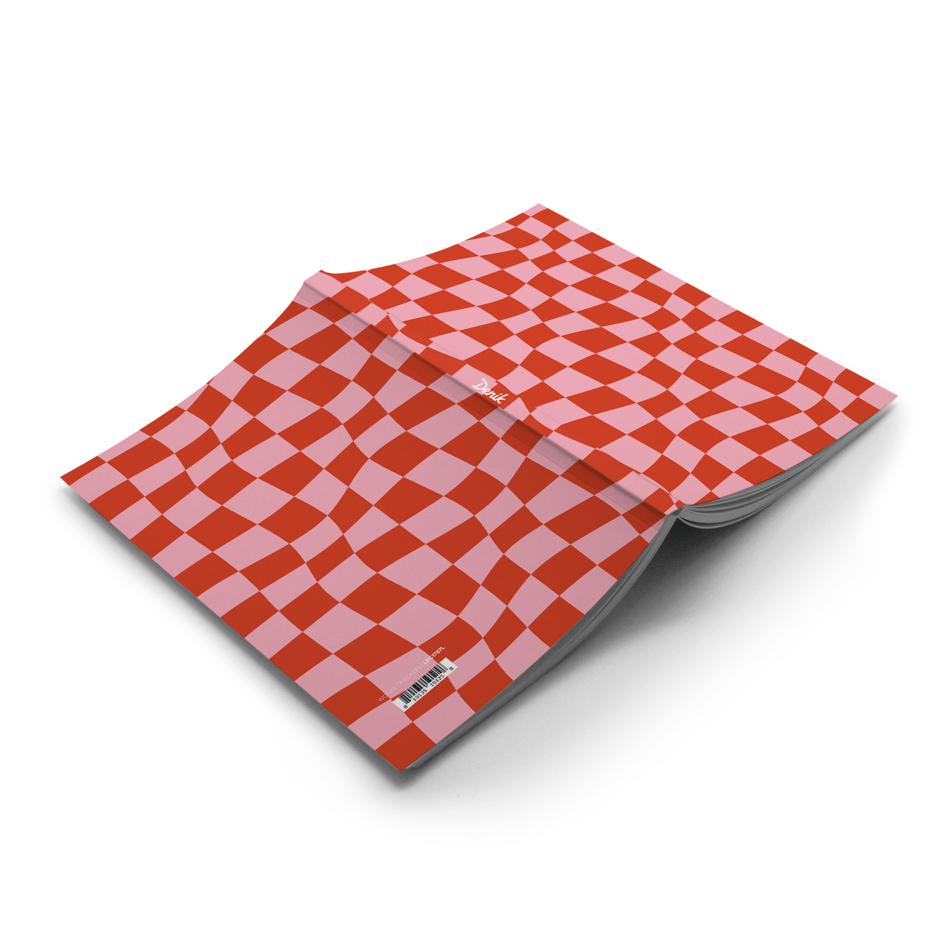 Wonky Checkers Classic Layflat Journal Notebook with red checkered cover, perfect for journaling and guided journal prompts.