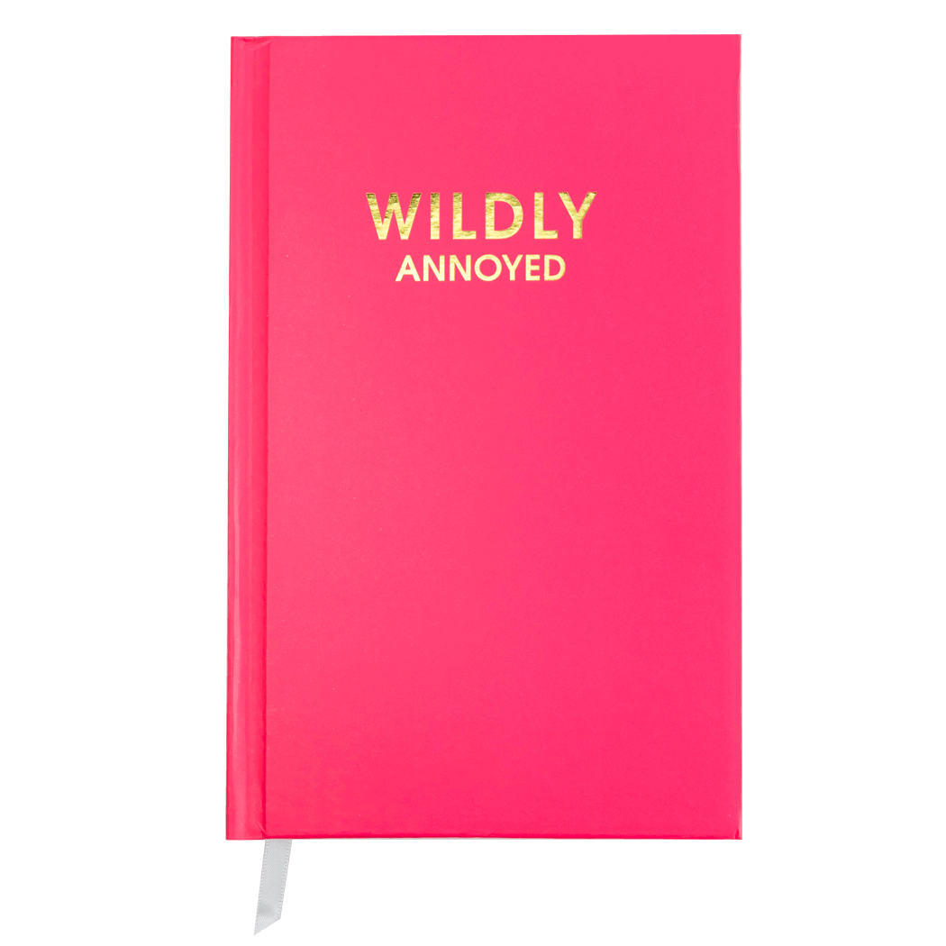 Hot Pink Hardcover Journal with Gold Foil "Wildly Annoyed" Print for Authentic Journaling, Journal Prompts, and Guided Journaling Supplies