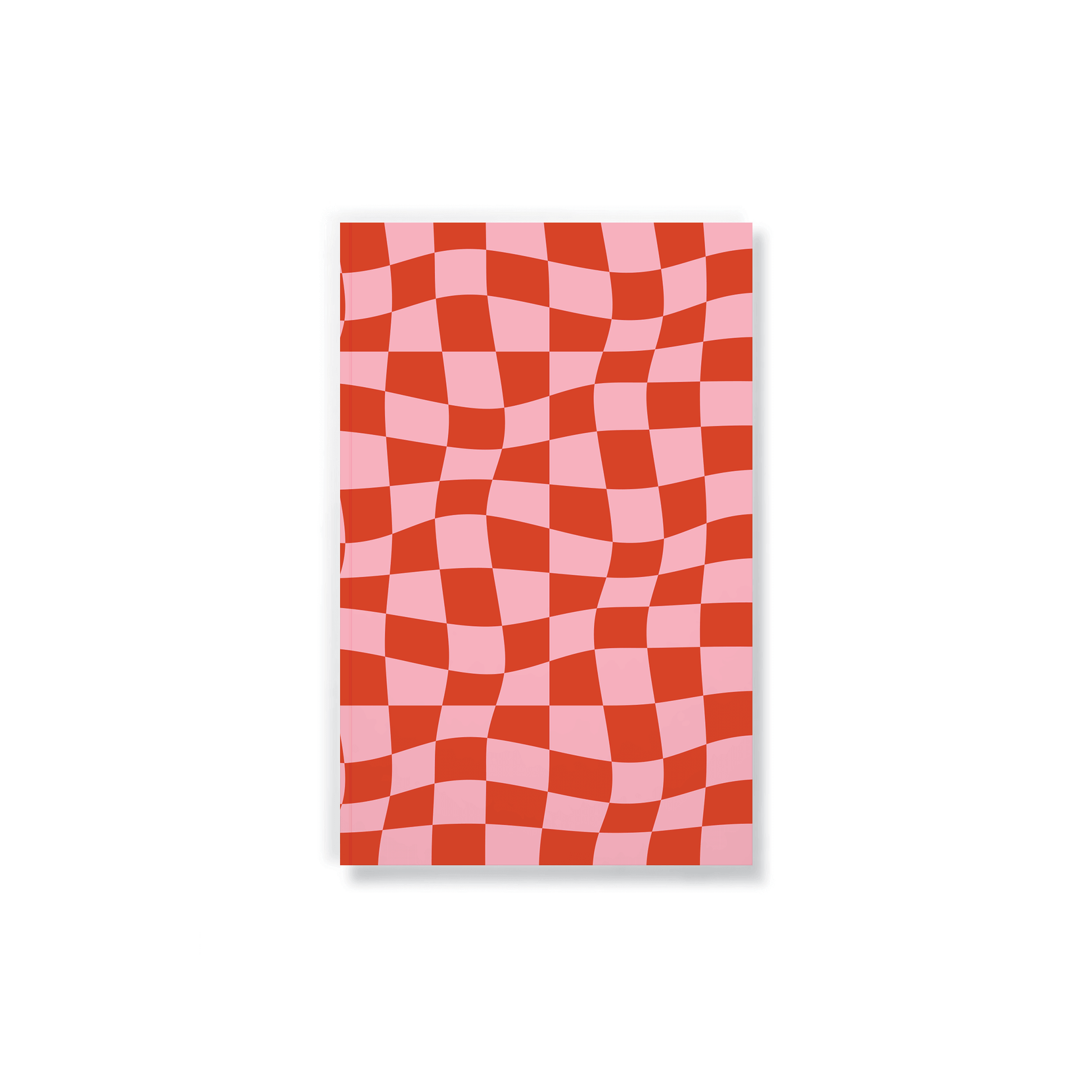 Wonky Checkers Classic Layflat Journal Notebook with red and pink checkered cover – perfect for journaling, journal prompts, and guided journaling.