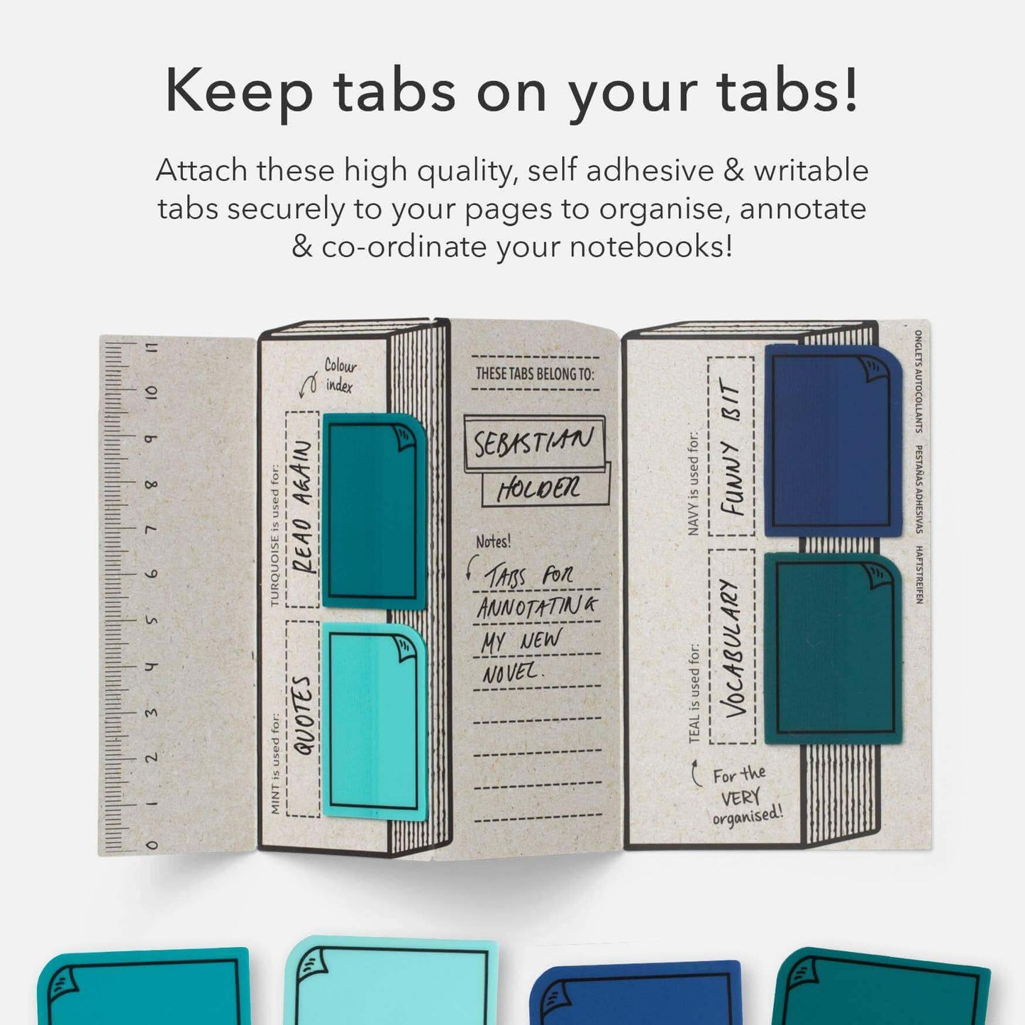 Organize your journal with Bookaroo Sticky Tabs - perfect for guided journaling and prompts, stylishly color-coordinated for easy annotation.