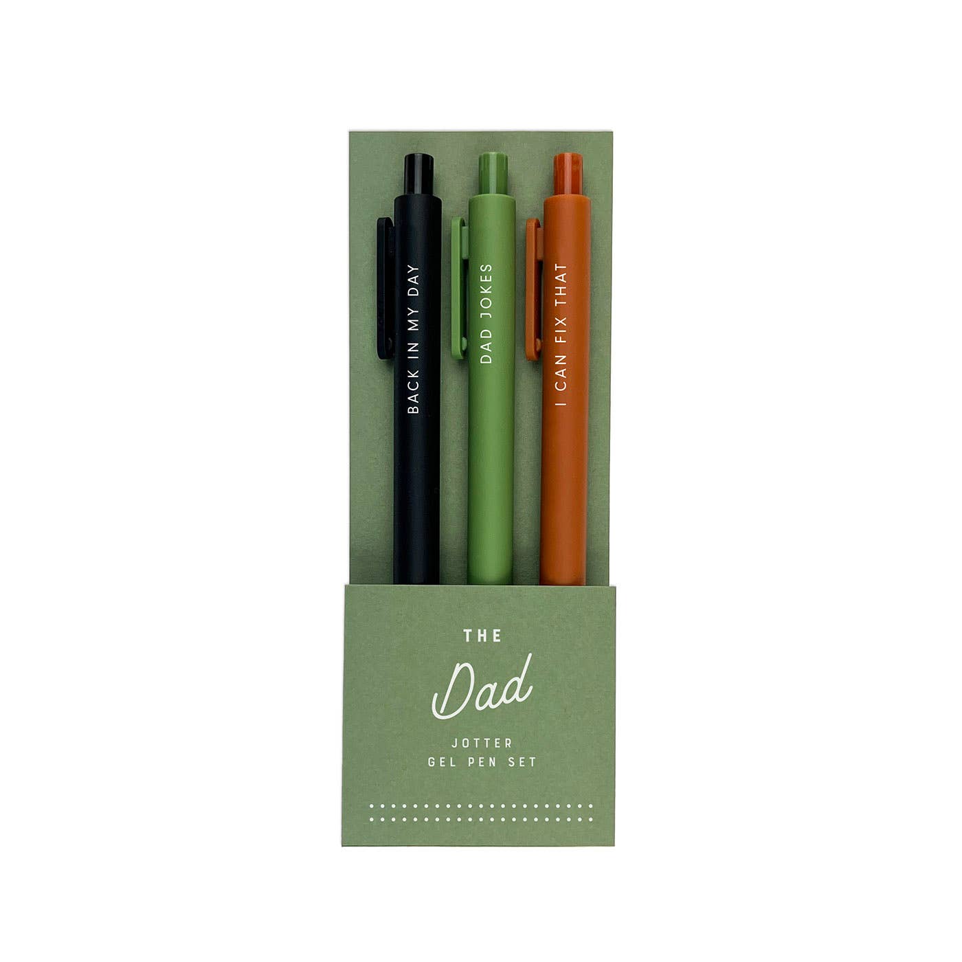 Dad Jotter Gel Pen Set of 3 - "Back In My Day," "Dad Jokes," and "I Can Fix That" perfect for journaling and journal supplies