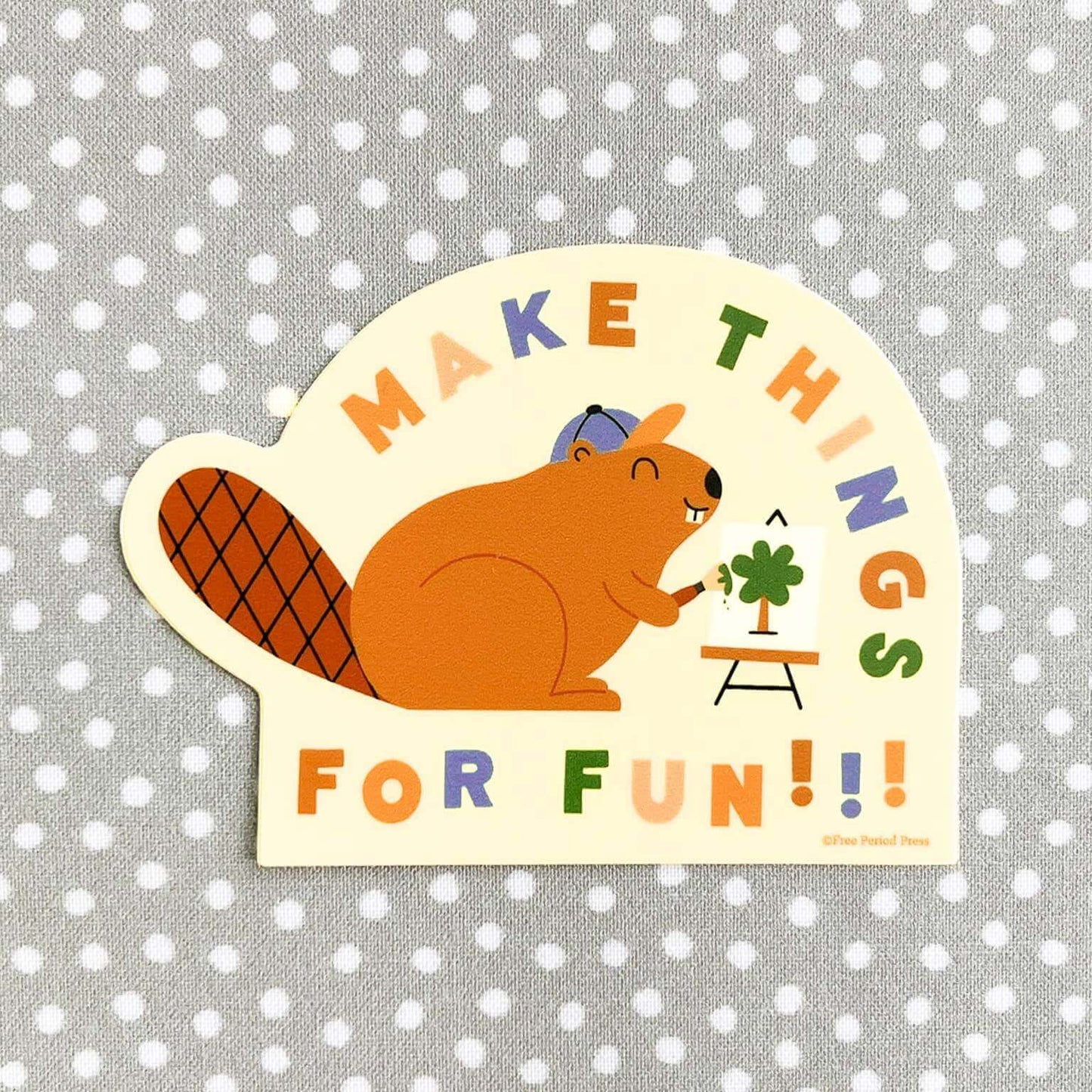 Make Things For Fun vinyl decal sticker with artsy beaver, perfect for journaling, journal prompts, and guided journaling. Great gift idea!