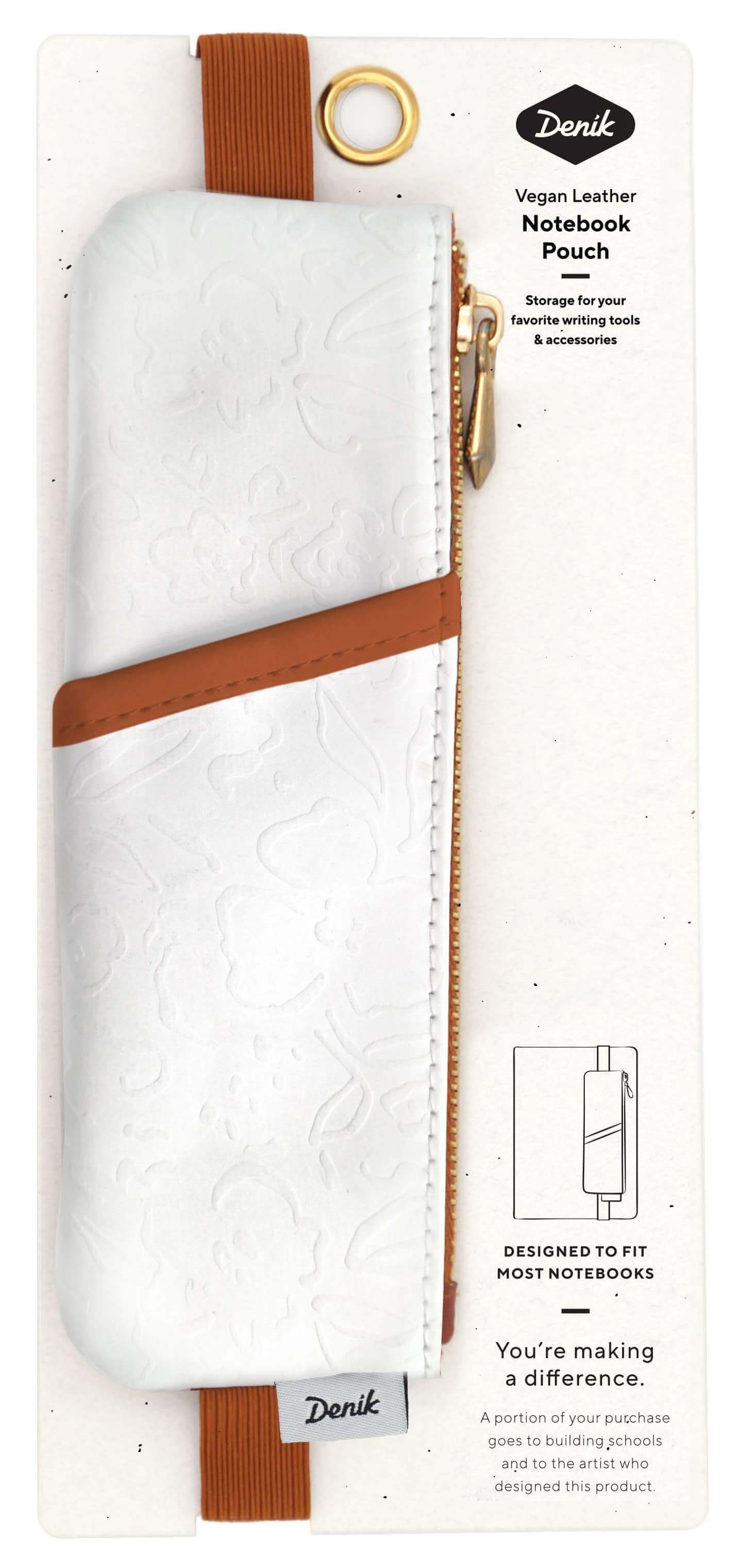 Golden Hour embossed vegan leather notebook pouch by Denik, perfect for journaling essentials, with elastic band for snug fit around your journal.