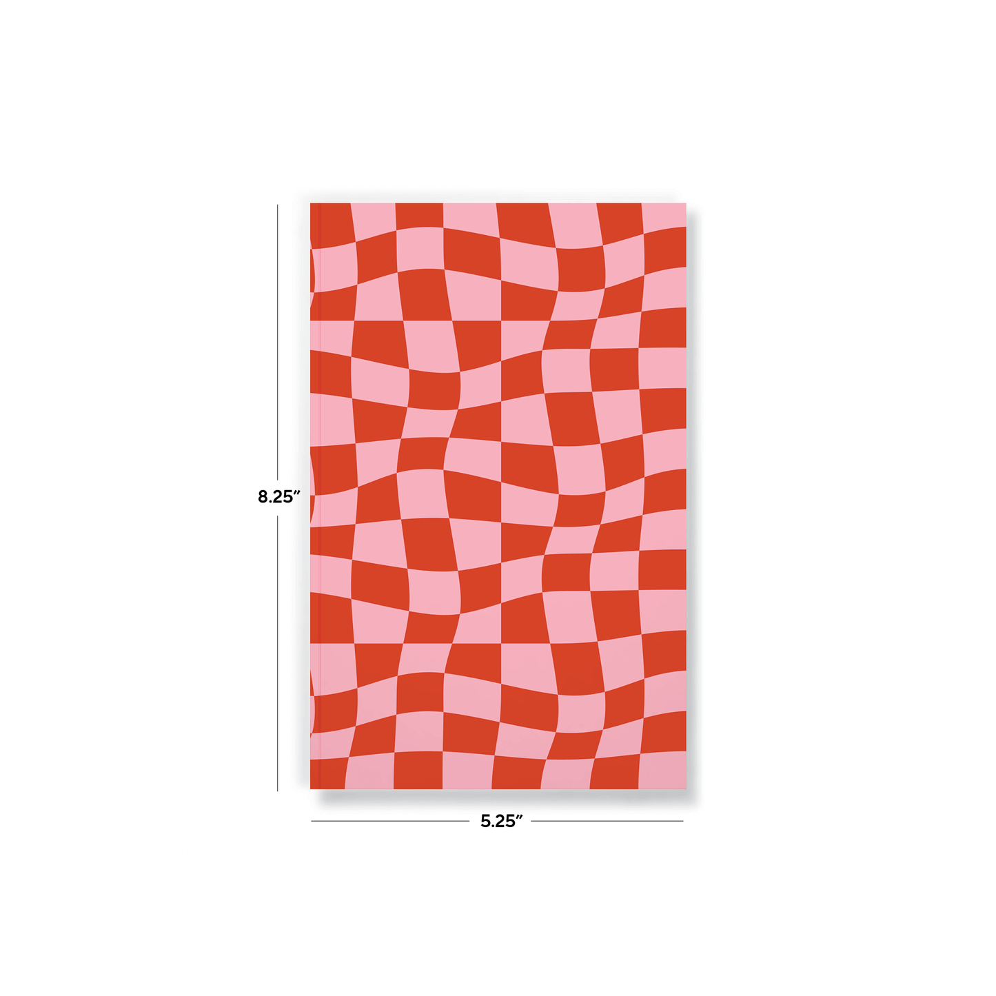 Wonky Checkers Classic Layflat Journal Notebook with red and pink checkered cover - perfect for journaling prompts and guided journaling.