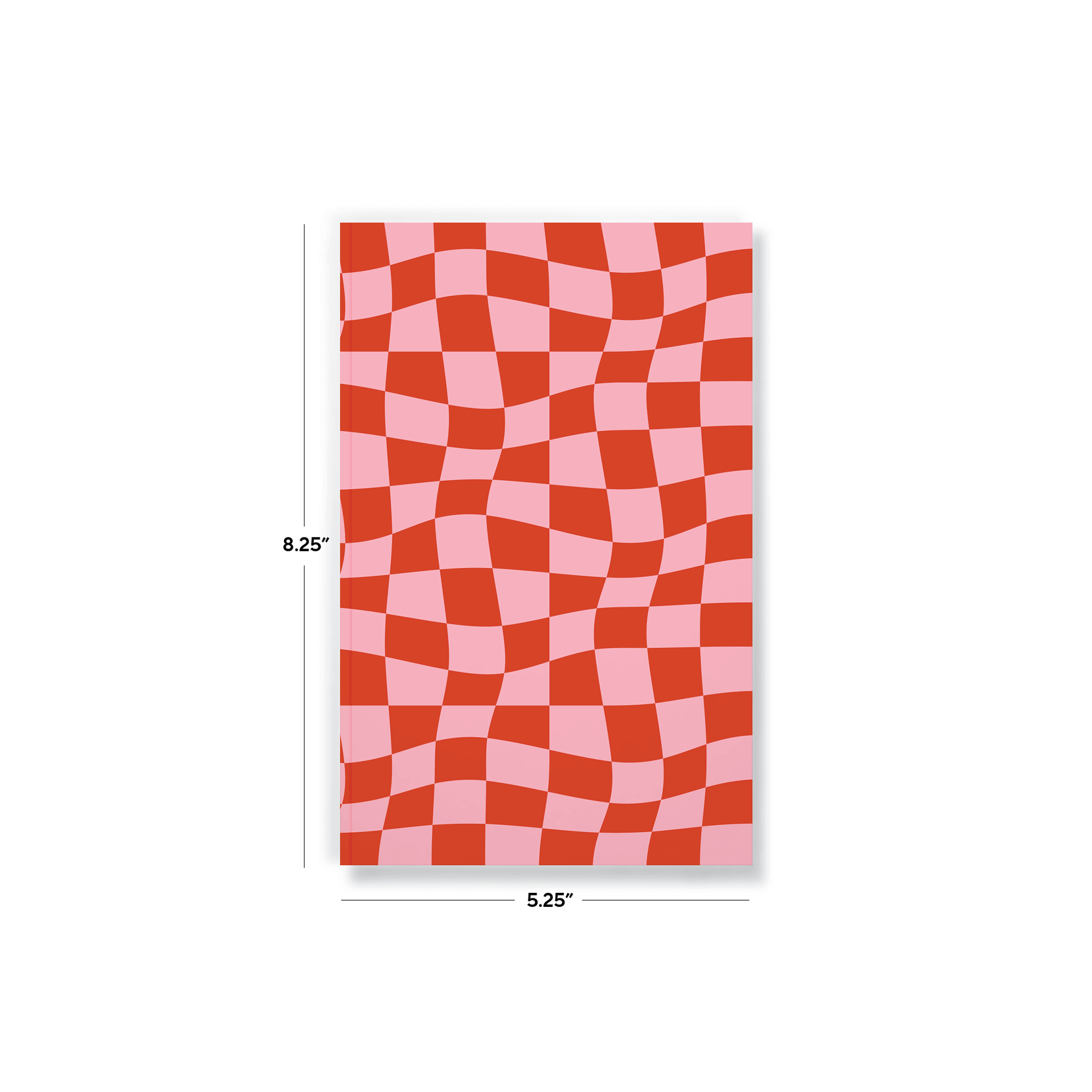 Wonky Checkers Classic Layflat Journal Notebook with red and pink checkered cover - perfect for journaling prompts and guided journaling.